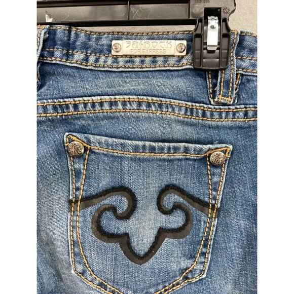 Bebock for Express Jeans Womens Sz 2 Boot Cut Denim Distressed Whiskers - Picture 8 of 13